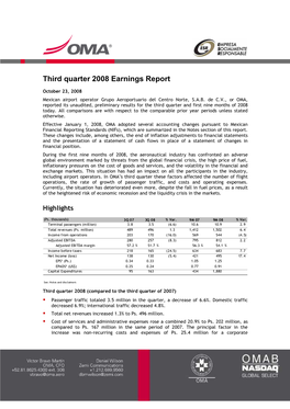 OMA 3Q 2008 Report, FINAL