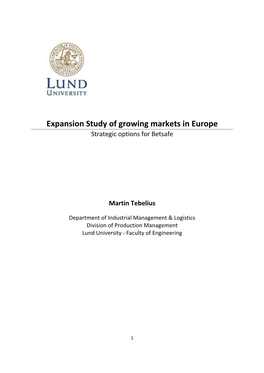 Expansion Study of Growing Markets in Europe Strategic Options for Betsafe