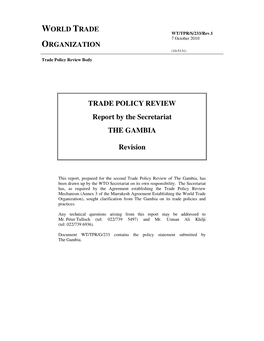 TRADE POLICY REVIEW Report by the Secretariat the GAMBIA Revision