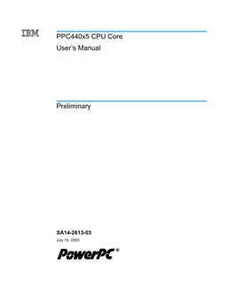 Ppc440x5 CPU Core User's Manual Preliminary