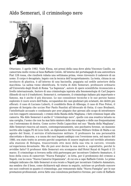 Aldo Semerari, Il Criminologo Nero