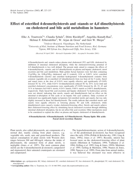 Effect of Esterified 4-Desmethylsterols and -Stanols Or 4,4