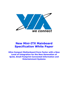 New Mini-ITX Mainboard Specification White Paper