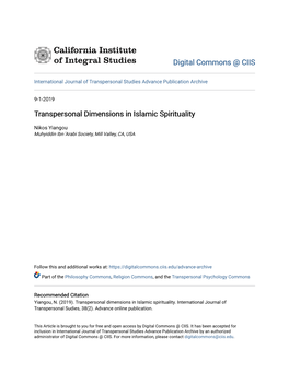 Transpersonal Dimensions in Islamic Spirituality