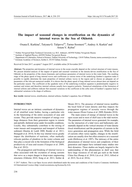 The Impact of Seasonal Changes in Stratification on the Dynamics of Internal Waves in the Sea of Okhotsk