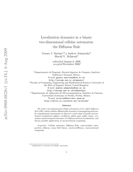 Localization Dynamics in a Binary Two-Dimensional Cellular Automaton: the Diﬀusion Rule