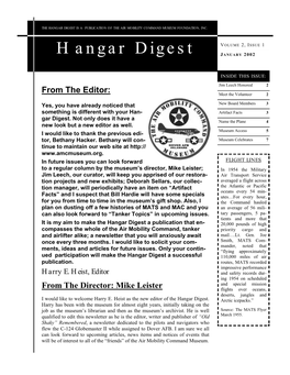 Hangar Digest Is a Publication of T He Air Mobility Command Museum Foundation, Inc
