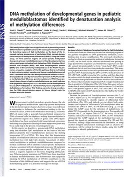 DNA Methylation of Developmental Genes in Pediatric Medulloblastomas Identiﬁed by Denaturation Analysis of Methylation Differences