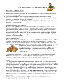 The Kingdoms of Mesopotamia Background Information