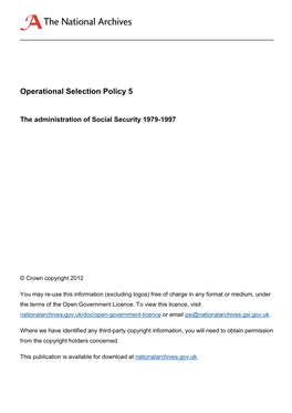 The Administration of Social Security 1979-1997