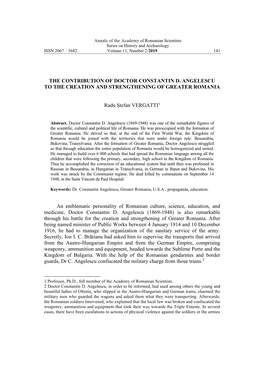 Academy of Romanian Scientists Series on History and Archaeology ISSN 2067 – 5682 Volume 11, Number 2/2019 141