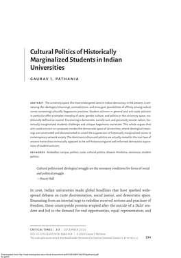 Cultural Politics of Historically Marginalized Students in in Dian