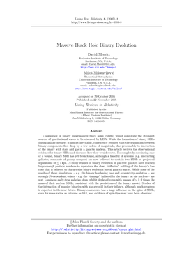 Massive Black Hole Binary Evolution