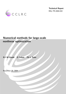 Numerical Methods for Large Scale Optimization