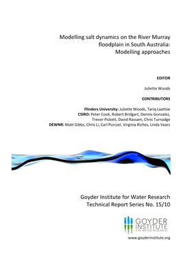 Modelling Salt Dynamics on the River Murray Floodplain in South Australia: Modelling Approaches