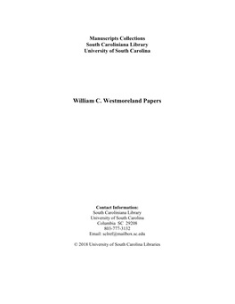 William C. Westmoreland Papers
