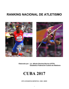 Ranking Nacional De Atletismo Cuba 2017