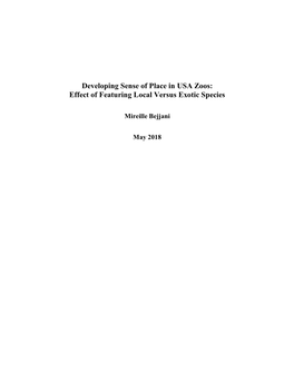 Developing Sense of Place in USA Zoos: Effect of Featuring Local Versus Exotic Species