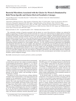 Bacterial Microbiota Associated with the Glacier Ice Worm Is Dominated by Both Worm-Specific and Glacier-Derived Facultative Lineages