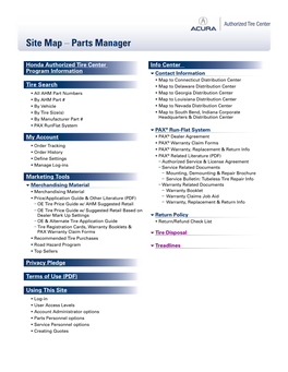 Site Map – Parts Manager