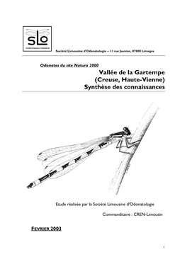 S.L.O., 2003.- Odonates Du Site Natura 2000 Vallée De La Gartempe