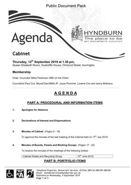 (Public Pack)Agenda Document for Cabinet, 12/09/2019 13:30