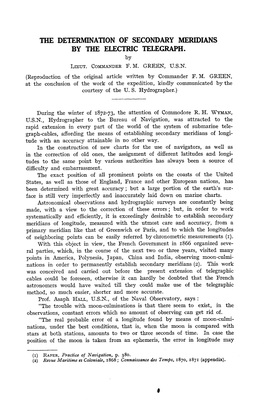 The Determination of Secondary Meridians by the Electric Telegraph