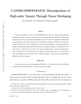 CANDECOMP/PARAFAC Decomposition of High-Order