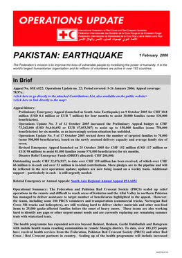 PAKISTAN: EARTHQUAKE 1 February 2006