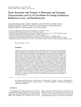 Yeasts Associated with Termites: a Phenotypic and Genotypic Characterization and Use of Coevolution for Dating Evolutionary Radiations in Asco- and Basidiomycetes