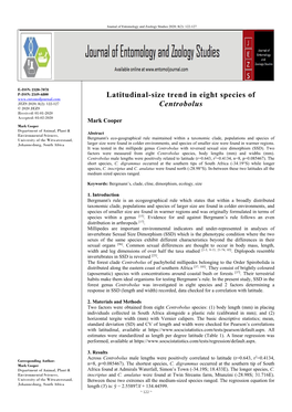 Latitudinal-Size Trend in Eight Species of Centrobolus