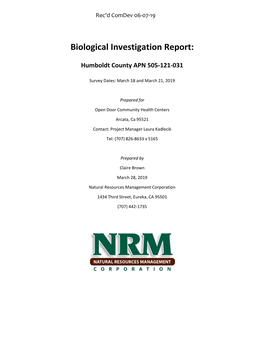 Biological Investigation Report