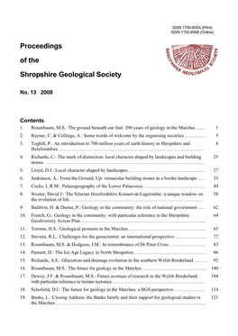 Proceedings of the Shropshire Geological Society, 13, 1–4