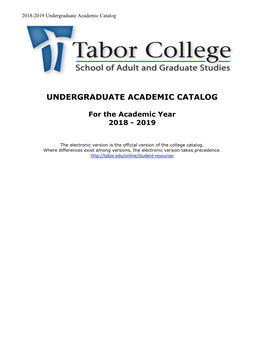 2018-2019 Undergraduate Academic Catalog