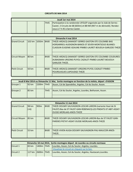 CIRCUITS DE MAI 2014 Participation À La Randonnée UFOLEP Organisée