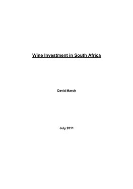 Wine Investment in South Africa