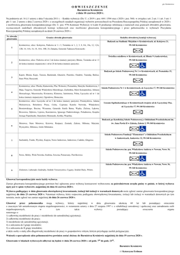 OBWIESZCZENIE Burmistrza Krośniewic Z Dnia 10 Czerwca 2020 R