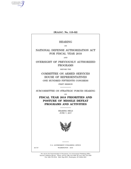 Hearing National Defense Authorization Act For