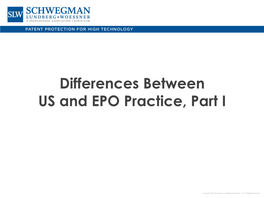 Differences Between US and EPO Practice, Part I