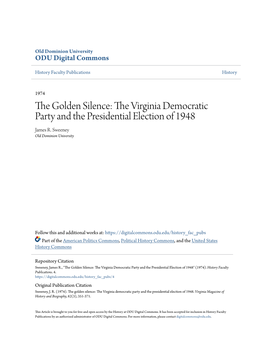 The Virginia Democratic Party and the Presidential Election of 1948