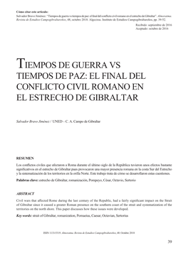 El Final Del Conflicto Civil Romano En El Estrecho De Gibraltar”.Almoraima