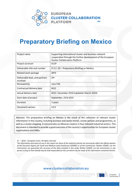 Preparatory Briefing on Mexico