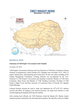 TIBET INSIGHT NEWS December 1-15, 2014