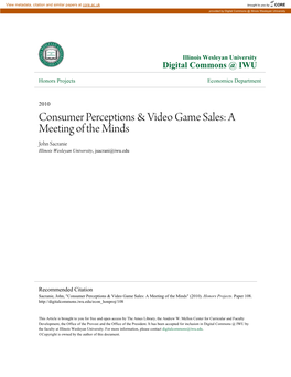 Consumer Perceptions & Video Game Sales: a Meeting of the Minds