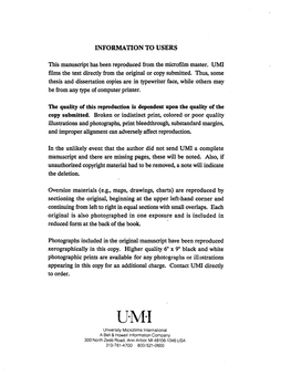 U·M·I University Microfilms International a Bell & Howell Information Company 300 North Zeeb Road