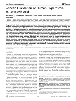 Genetic Elucidation of Human Hyperosmia to Isovaleric Acid