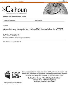 A Preliminary Analysis for Porting XML-Based Chat to MYSEA