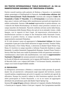 Xiii Trofeo Internazionale ‘