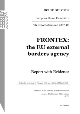 FRONTEX: the EU External Borders Agency
