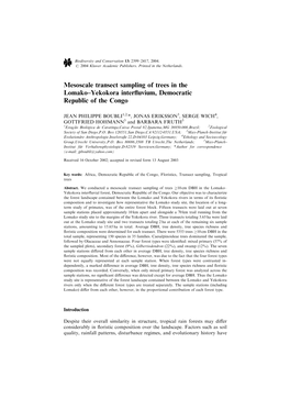 Mesoscale Transect Sampling of Trees in the Lomako–Yekokora